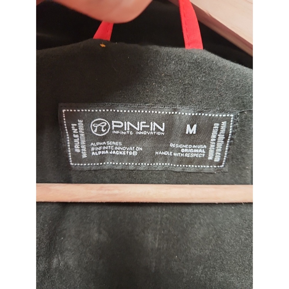 PinFin Black Windbreaker High Tech Jacket Mens Medium Red - Picture 4 of 8